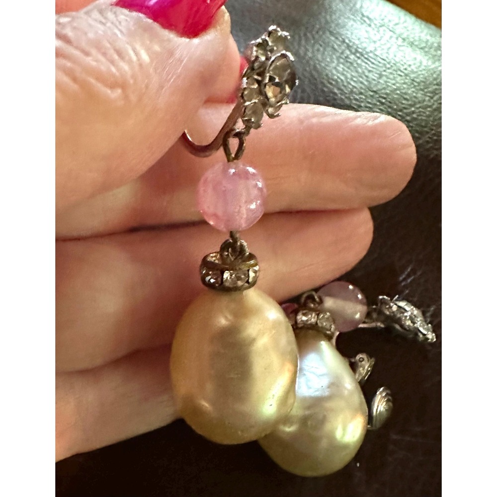 Vintage Castlecliff Baroque Pearl Dangle Earrings - Picture 2 of 4